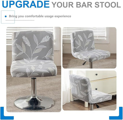 Levoberg Bar Stools Cover Set of 4 Printed Armless Swivel Barstools Slipcovers with Backs Stretch Square Counter Height Bar Stools Covers Mid Low Back Chair Cover for Kitchen Dining Room Bar #14