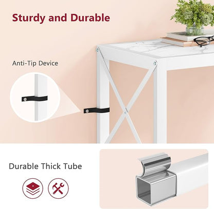 Tajsoon 28.3" Entryway Table, 2-Tier Small Consle Table for Entryway, Narrow Sofa Table with Shelves, Entrace Table for Hallway, Living Room, Corridor, Office, White