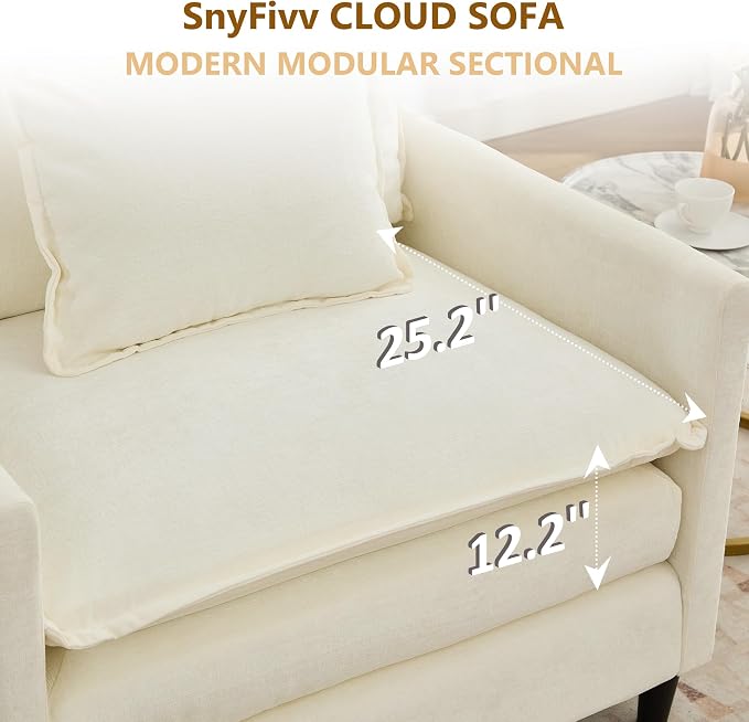 113" Chenille Modular Sectional Sofa (Chenille Beige, Single Seat with Ottoman)