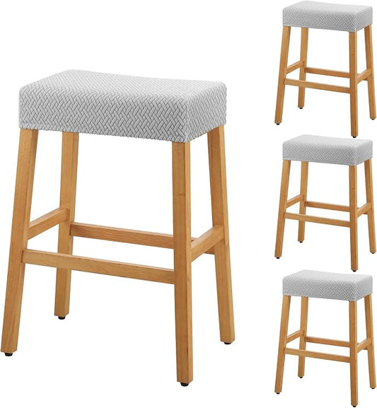 YISUN Stool Covers Rectangle - 4 Pack Stretch Waterproof Saddle Seat Cover Counter Bar Stools Bar Chairs Covers Kitchen Island Chairs Cushion Protector