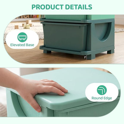 Qaba 4 Drawers Kids Storage Unit, 4 Tier Stackable Toy Organizers and Storage Chest for Bedroom, Nursery, Playroom, Living Room, Boys, Girls, Toddlers, Green
