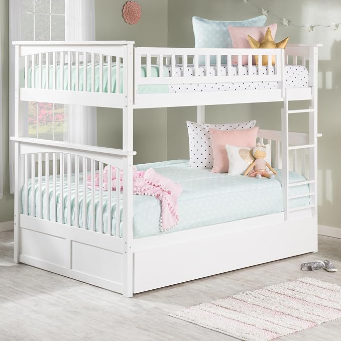 AFI, Columbia Ladder Bunk Bed Full Over Full with Full Trundle, White