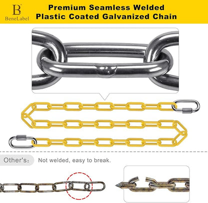 2Pcs 40" Heavy Duty Hanging Chains with Carabiners 1000 LBs Capacity Swing Chain Extension with Hooks Hammock Chains Yellow Coated Chain for Hanging Chair, Punching Bags, Swing Chair, Egg Chairs
