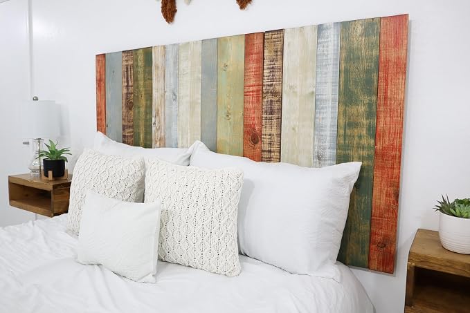Barn Walls Retro Mix Headboard California King Size, Hanger Style, Handcrafted. Mounts on Wall. Easy Installation