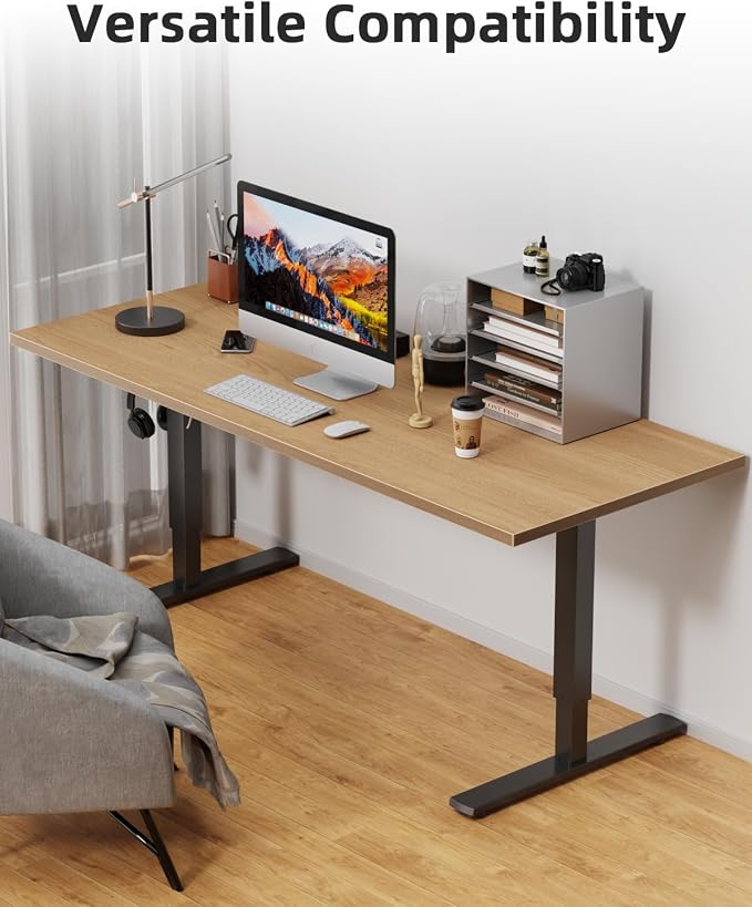 Universal 55 x 20 One-Piece Solid Wood Table Top, 1" Thick Desktop for Stand Up Height Adjustable Desk Frames, Home Office Tabletop, Countertop DIY