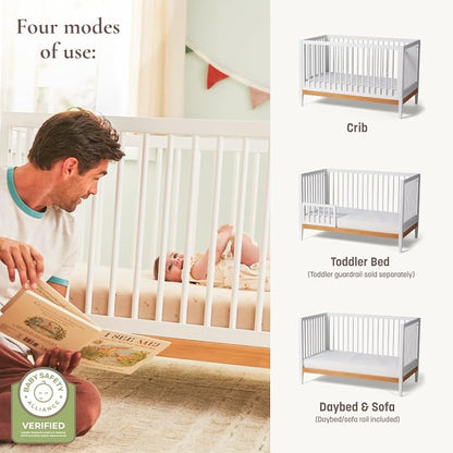 Little Seeds Clover 4-in-1 Convertible Baby Crib to Toddler Bed, White