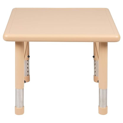 EMMA + OLIVER 24" Square Natural Plastic Height Adjustable Activity Table - School Table for 4