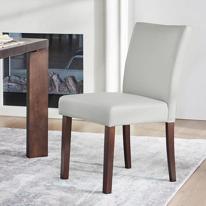Watson & Whitely Modern Upholstered Dining Chairs, Faux Leather, Grey | Solid Wood Legs, Padded Seat, Low Back, Modern Armless Parsons Chair for Kitchen, Dining Room, Restaurant, Set of 2