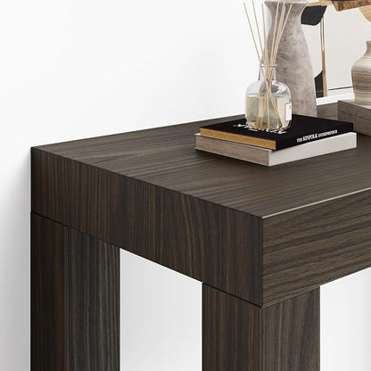 Mobili Fiver, First Extendable Console Table 17.7(120) x35.4 in, Dark Walnut, Made in Italy