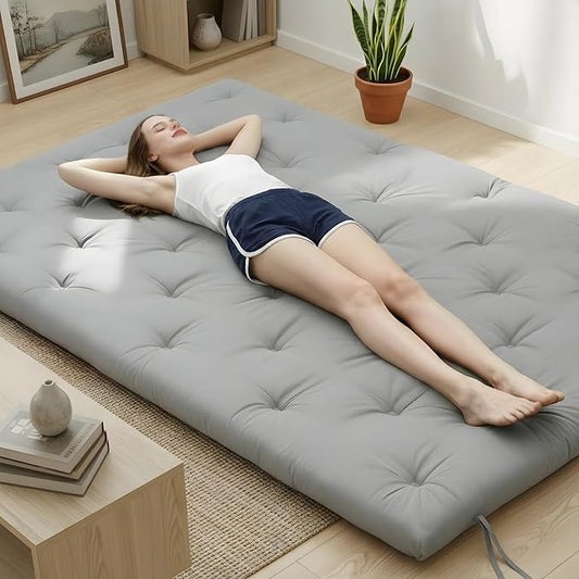 Syrinx Water Resistant Japanese Futon Mattress, 75"x39" Twin Size, 2.5 Inch Thick Japanese Floor Mattress Tatami Mat, Foldable Floor Bed Sleeping Pad for Guest Room Camping