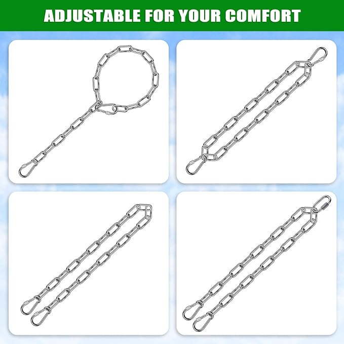 BeneLabel 2Pcs 100" (8.3ft) Swing Chain with Hooks 304 Stainless Steel Porch Swing Chains 1000 LBs Capacity Hanging Chains for Hammock Chairs, Swingset, Tree Swing, Hanging Chair, Heavy Bags