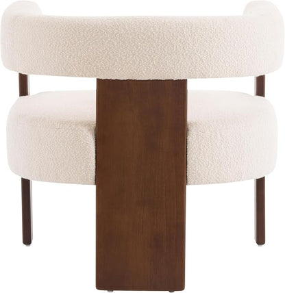 Christopher Knight Home Nettie Modern Accent Chair for Living Room, Boucle Fabric Single Lounge Sofa Chair with Wooden Frame, Comfy Reading Chair for Bedroom, Lounge Armchair with Soft Cushion, Beige