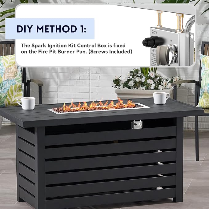Skyflame 36" Linear Stainless Steel Fire Pit Drop-in Burner Kit with Flame Sensing, Electronic Spark Ignition,and Propane Regulator Connector Hose Set for Propane Tank