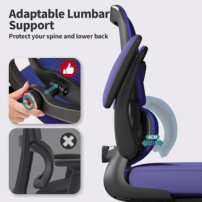 TRALT Office Chair - Ergonomic Desk Chair with Adjustable Lumbar Support, Mesh Computer Chair, Executive Chair for Home Office Comfortable Lumbar Support (Violet)