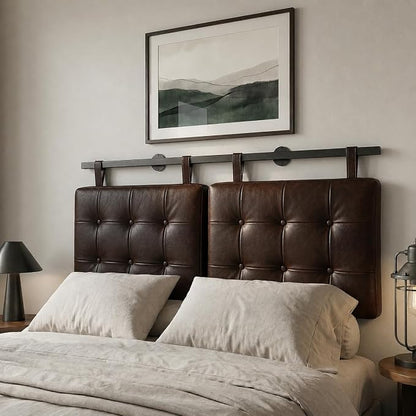 Queen Headboard only, Wall Mounted Headboard for Adjustable Bed, Hanging Head Board for Queen Size Bed Button Tufted Upholstered Headboard Cabeceras De Cama for Bedroom, Dorm, Dark Brown Faux Leather