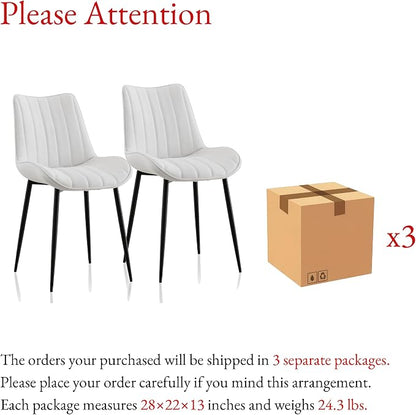 VECELO Dining Chairs Set of 6, Velvet Fabric & Metal Frame, Mordern Style for Kitchen, Living Room,Offcie，White