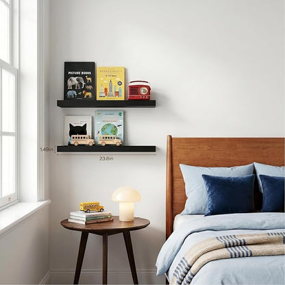 Floating Shelves for Wall, 23.6'' Black Wall Shelves for Bathroom,Bedroom,Living Room,Kitchen & Study Room,33 lbs Capacity