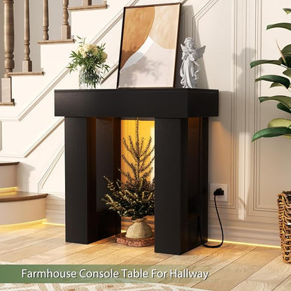 Unikito 32" Entryway Table with Socket and Sensor Light, Narrow Console Table with Storage Behind Couch, Farmhouse Entryway Table for Hallway, Behind the Couch, Living Room