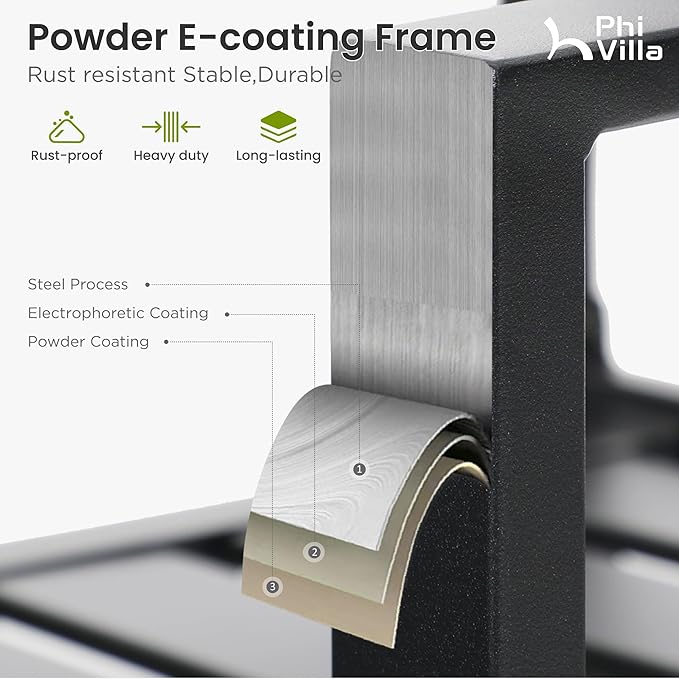 PHI VILLA 7 Pieces Outdoor Dining Set for 6, Round Metal Steel Table with Umbrella Hole & Swivel Wrought Iron Chairs with Cushions, Large Modern Furniture for Patio, Deck, Backyard, Porch