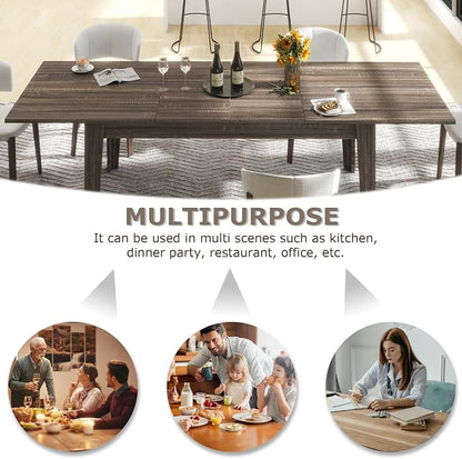 Extendable Dining Table for 6-10 People,70.87''-106.3''Modern Space-Saving Wood Kitchen Table,Rectangle Folding Conference Meeting Table for Living Meeting Room Kitchen,Black Oak