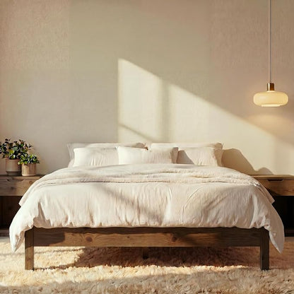 LIFEMENT King Bed Frame Signature Wood Platform, Noise Free, Under Bed Storage, No Box Spring Needed, Easy Assembly, Espresso