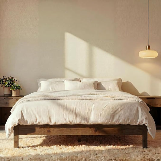 LIFEMENT Full Bed Frame Signature Wood Platform, Noise Free, Under Bed Storage, No Box Spring Needed, Easy Assembly, Espresso