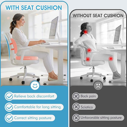 CushZone Ergonomic Seat Cushion & Lumbar Support Pillow - Memory Foam for Sciatica Pain Relief & Posture Correction, Non-Slip Chair Cushions for Office Chair/Car/Wheelchair/Travel, Khaki X-Large