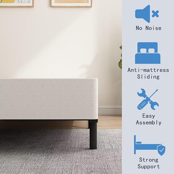 ALDRICH 7 Inch Heavy Duty Metal Box Spring Mattress Foundation 1500lbs Max Weight Capacity/Non-Slip/No Noise/Easy Assembly/Easy Clean Cover,Twin XL