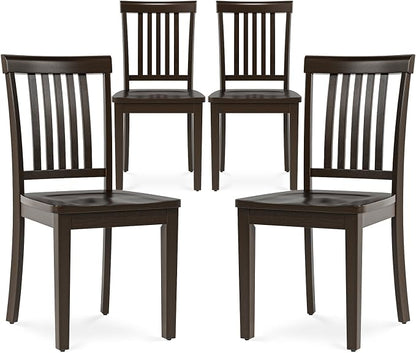 COLAMY Wooden Dining Chairs Set of 4, Spindle High Back Windsor Kitchen Side Chair, Farmhouse Dining Chairs for Kitchen and Dining Room, Dark Brown