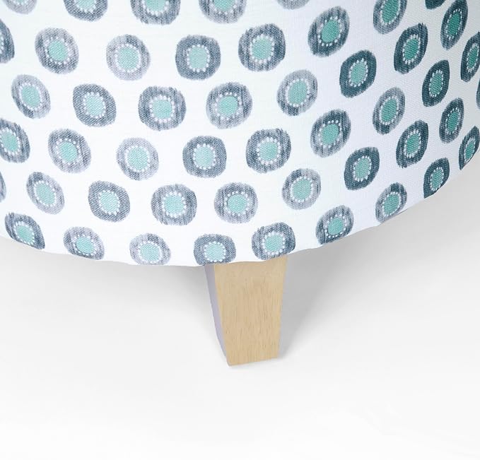 HomePop 19" Round Storage Ottoman - Green Medallion Ikat Print