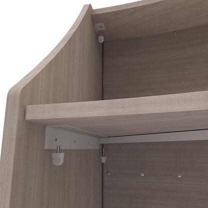 Linea Italia Curved Modern Office Desk Easy to Assembly 2 Panel Reception Counter for Lobby, Salon, 124" x 49", Ash