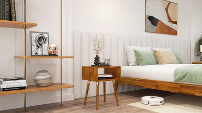 Bme Dinkee Solid Wood Nightstand, Fully Assembled, Without Drawer for Mid Century Bedroom and Living Room, Caramel