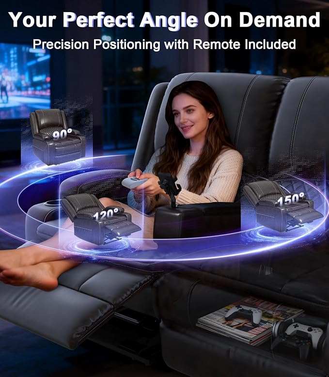 Power Loveseat Recliner Sofa, Removable Armrest 3 Seats Power Reclining Loveseat with Remote Liftable Console, Wall Hugger RV Theater Seating with Storage & USB & RGB (PU, Brown)