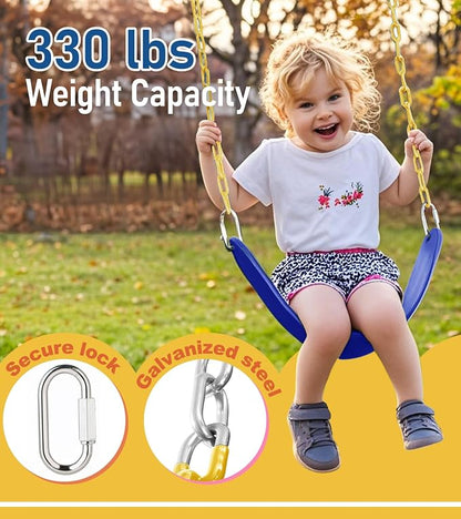 Heavy Duty Swing Seat, 66" Rust-Resistant Chains with 30" PPC-Coated Section, Swing Set Accessories Replacement with Quick Links, Kids Swings Supports 330 lbs for Outdoor Playground, Blue