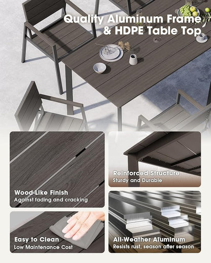 Outdoor Dining Chiars Set of 2, Aluminum Patio HDPS Outdooor Dining Chiars, All Weather Patio Furniture Set (Charcoal)