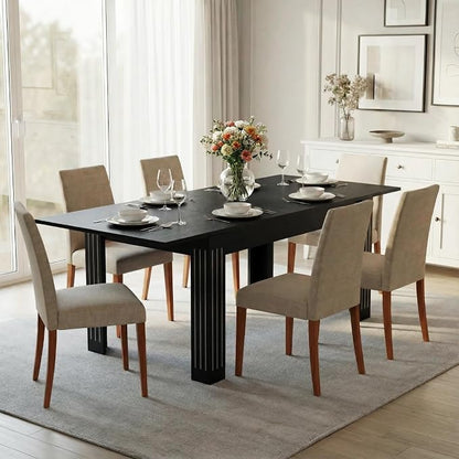 Sannwsg Extendable Table 54"-85", Extendable Dining Table for 4-8, Rectangular Kitchen Dining Table Space Saving, Farmhouse Dining Tables with 95" Runner