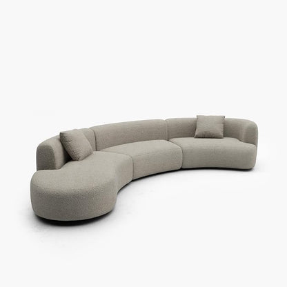Acanva Formia Boucle Curved Sectional Sofa, 153" W Left Hand, Light Coffee | Modular Couch, Modern Minimalist, Wood Frame, For Living Room, Apartment, Home Office