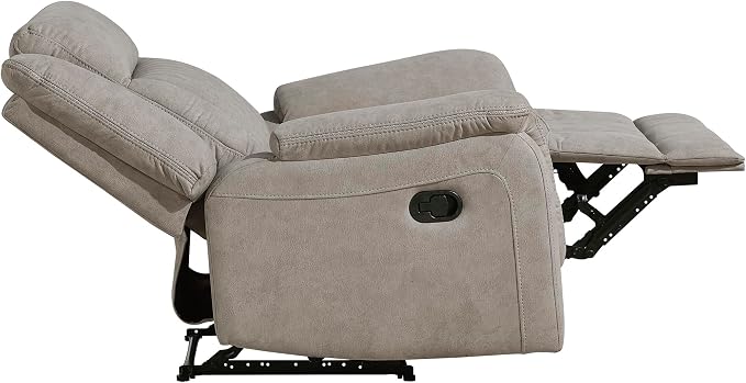 Lexicon Manual Recliner Chair, Polished Microfiber Reclining Sofa Chair, Home Theater Seating, Wall Hugger Manual Recliner for Living Room/Office/Apartment, Dove