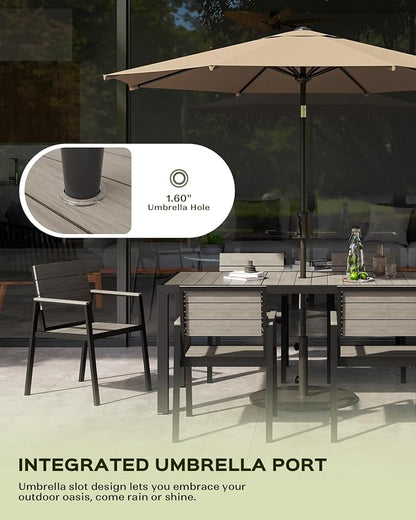 Vexwalx Outdoor Dining Chairs Set of 2, HDPS + Aluminum Patio Dining Chairs with Ergonomic Design and Wide Seat, 2 Piece Outdoor Chairs for Garden, Backyard, Deck (Gray)