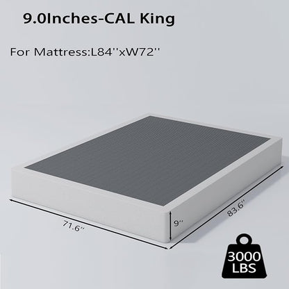 ALDRICH 9 Inch Heavy Duty Metal Box Spring Mattress Foundation 3000lbs Max Weight Capacity/Non-Slip/No Noise/Easy Assembly/Easy Clean Cover,California King