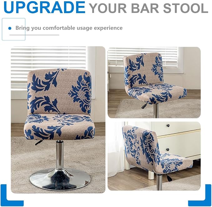 Levoberg Bar Stools Cover Set of 4 Printed Armless Swivel Barstools Slipcovers with Backs Stretch Square Counter Height Bar Stools Covers Mid Low Back Chair Cover for Kitchen Dining Room Bar #2