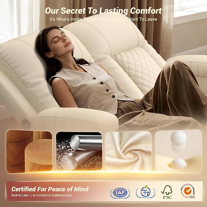 RV Loveseat Recliner Sofa, Reclining Loveseat Wall Hugger Recliners with USB Ports, Cup Holders, Insert Pockets, RV Recliners for Travel Trailers & Living Room, RV Furniture | RV Couch | Beige