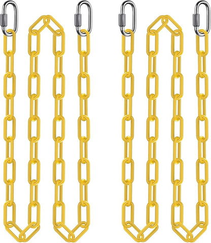BeneLabel 2Pcs 100" Coated Swing Chain with Carabiners 1000 LBs Capacity Heavy Duty Hanging Chains Porch Swing Chains with Hooks Yellow Chain for Hammock Chairs, Tree Swing, Hanging Chair, Heavy Bags