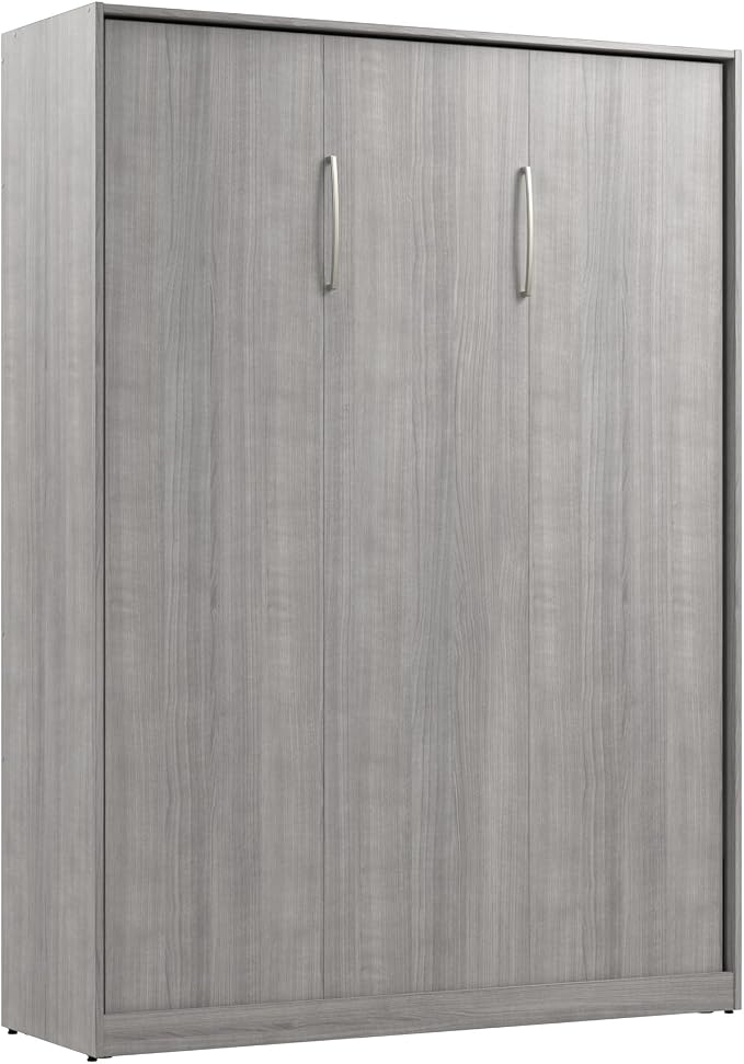 Bestar Claremont 59W Full Murphy Bed in Platinum Gray, Sleeping Arrangement for Multipurpose Area, Bedroom, Guest Room, or Living Room