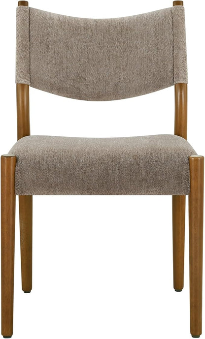 KISLOT Upholstered Dining Chairs Set of 4, Solid Wood Armless Kitchen Chairs with Soft Polyester Fabric, Modern Dining Room Seating, Brown