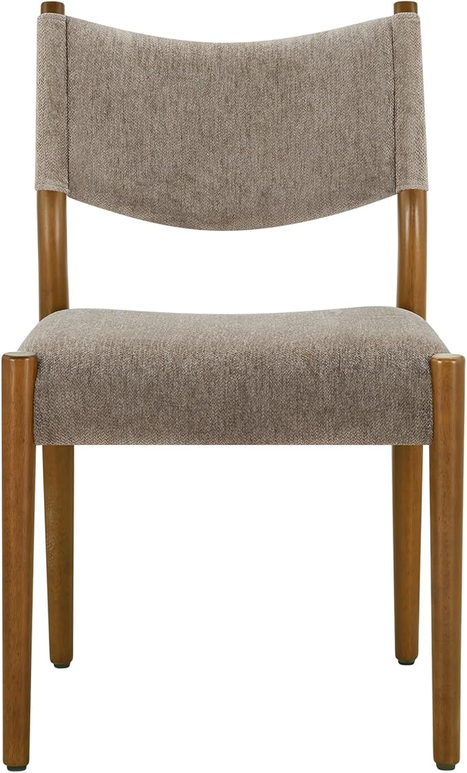 KISLOT Upholstered Dining Chairs Set of 6, Solid Wood Armless Kitchen Chairs with Soft Polyester Fabric, 18.9" Seat Height, Modern Dining Room Seating, 300 lbs Capacity, Brown