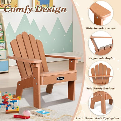 Kids Outdoor Chair, Kids Adirondack Chairs Set of 2, Toddler Outdoor Chair | CPC Certified, HDPE All Weather, Easy Assembly, Ergonomic Design, Fade Shield, Easy-Clean for Patio, Garden, Backyard, Beach