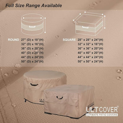 ULTCOVER Patio Fire Pit Table Cover Round 27 inch Outdoor Waterproof Fire Bowl Cover
