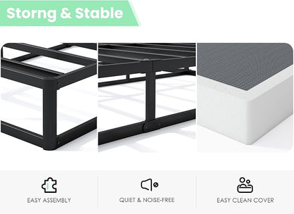 QEROMY 9 Inch High Profile Box Spring, Sturdy Metal Frame Mattress Foundation, Easy Assembly, Quiet & Noise-Free, Full Size