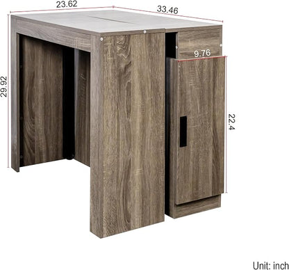 24"-118" Extendable Dining Table with Storage for 2-12 People, Modern Space-Saving Extra Long Wood Folding Table with USB & AC Outlets, Multifunctional Conference Meeting Table, Oak